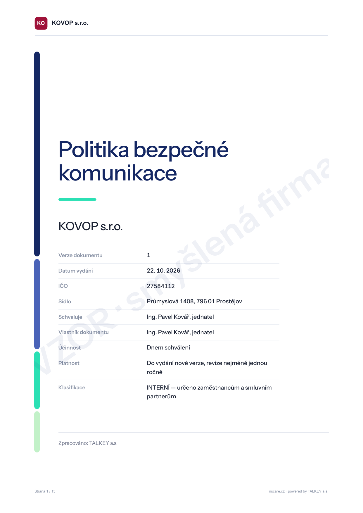 Politika bezpečné komunikace — titulní strana